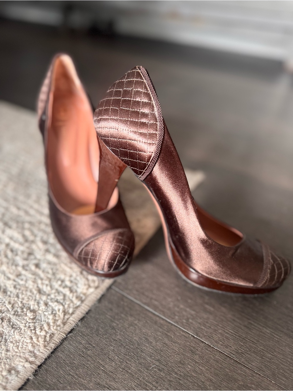 LES TROPEZIENNES  Massimo Palazzo EU39 Elegant Brown Satin Women's High Heels